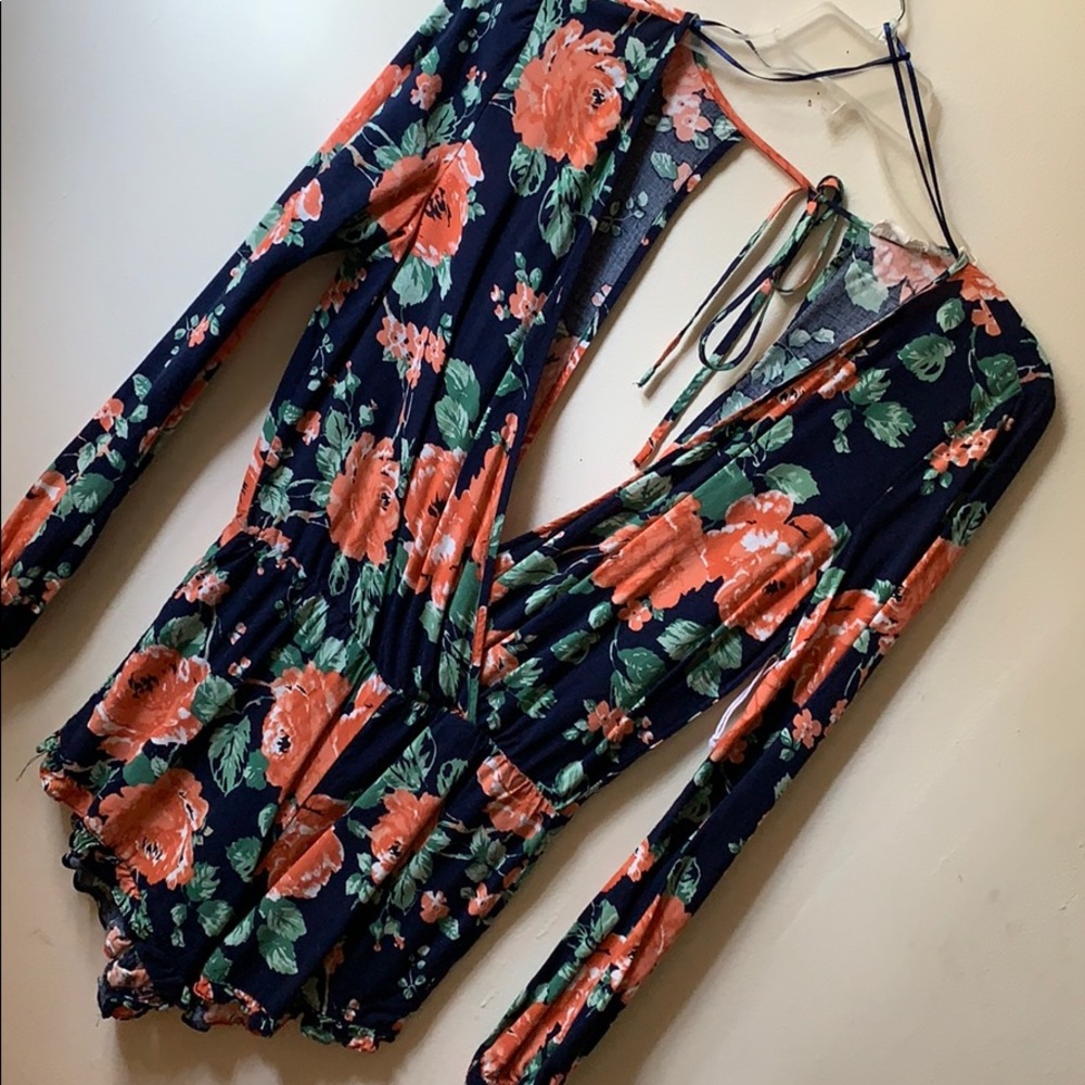 Cotton Candy Floral Long Sleeve Romper